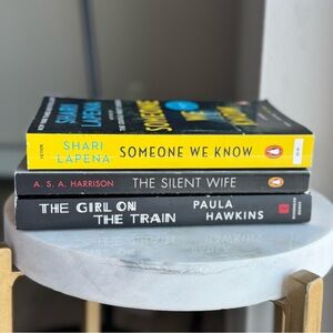 The Silent Wife, The Girl on the Train, Someone We Know paperback books